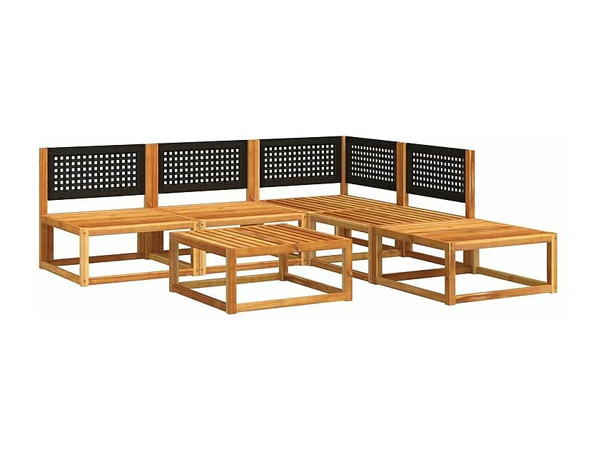 Salon de jardin avec coussins 6 pcs bois d'acacia solide