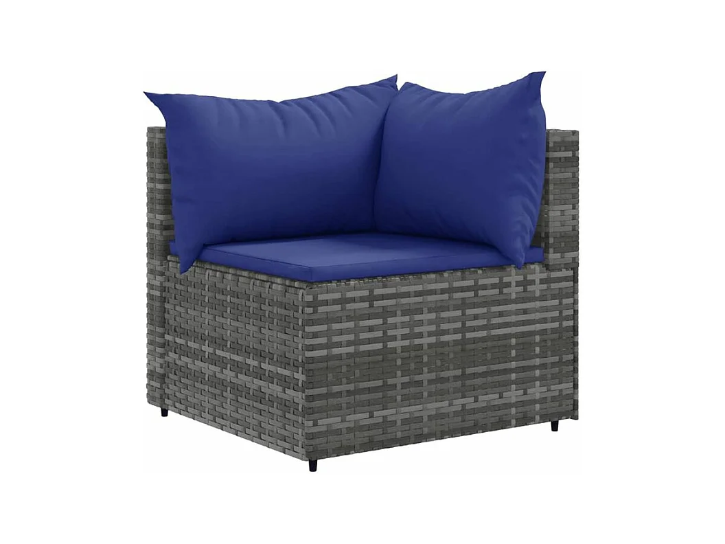 Salon de jardin 6 pcs avec coussins Gris Résine tressée