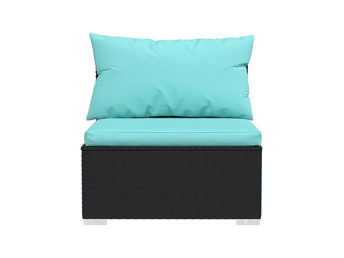 Salon de jardin 2 pcs avec coussins Résine tressée Noir