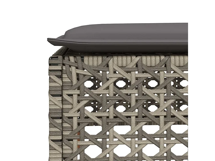 Salon de jardin avec coussins 7 pcs gris résine tressée