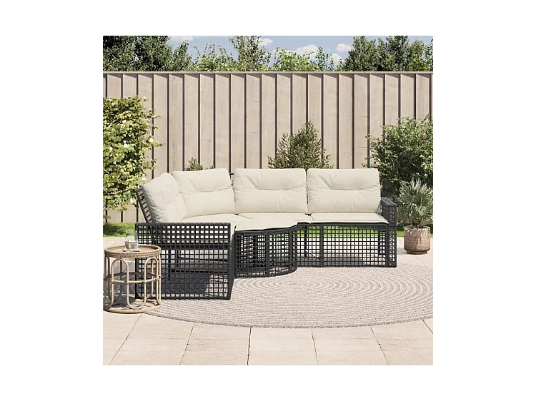 Canapé de jardin et coussins et repose-pied en forme de L rotin