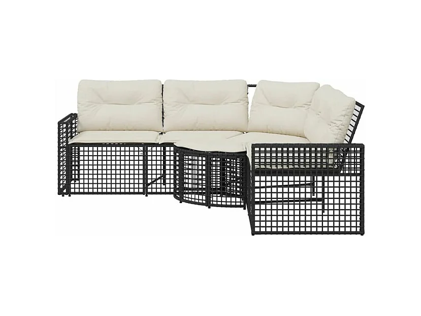 Canapé de jardin et coussins et repose-pied en forme de L rotin