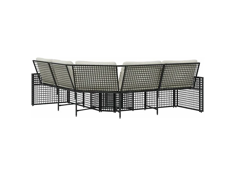 Canapé de jardin et coussins et repose-pied en forme de L rotin