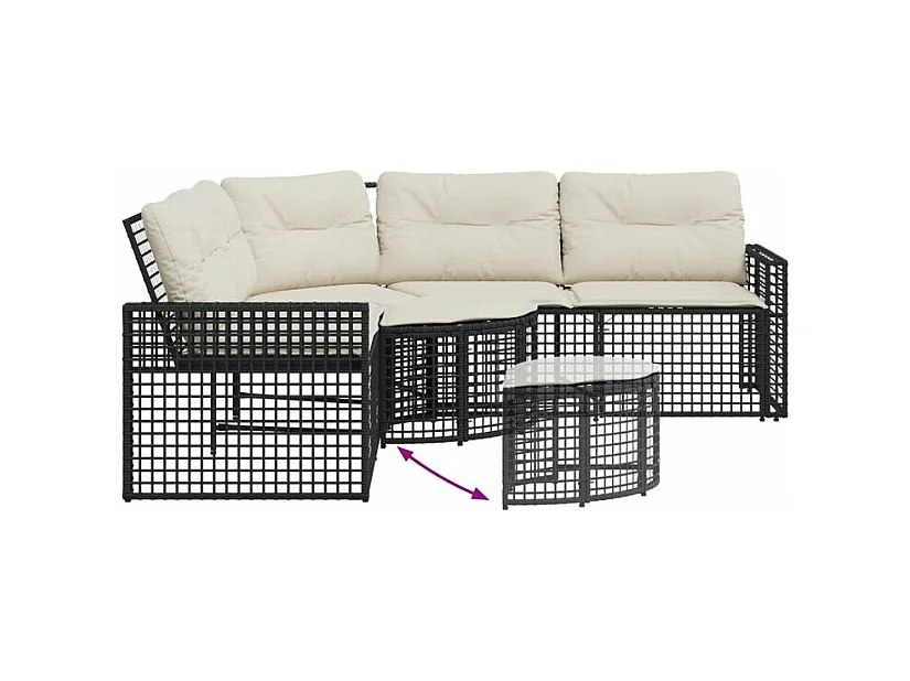 Canapé de jardin et coussins et repose-pied en forme de L rotin