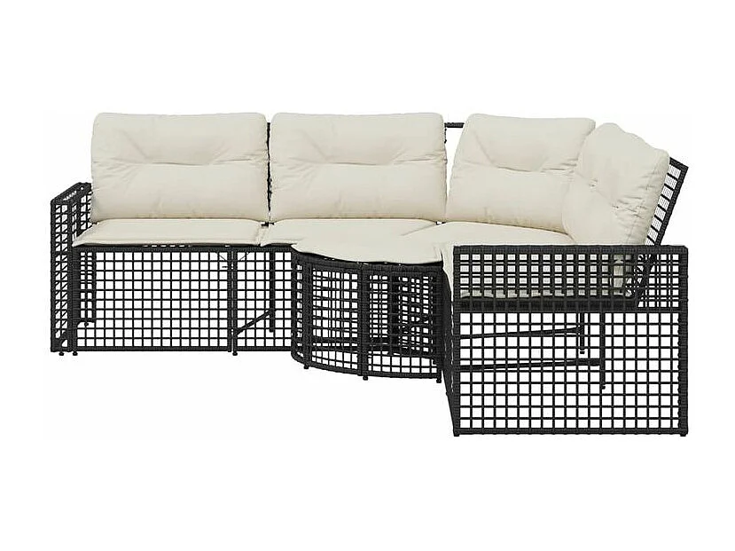 Canapé de jardin et coussins et repose-pied en forme de L rotin