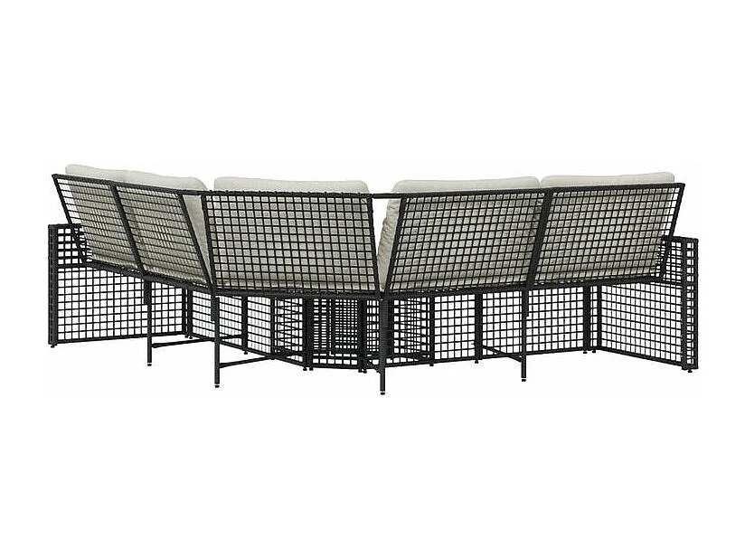 Canapé de jardin et coussins et repose-pied en forme de L rotin