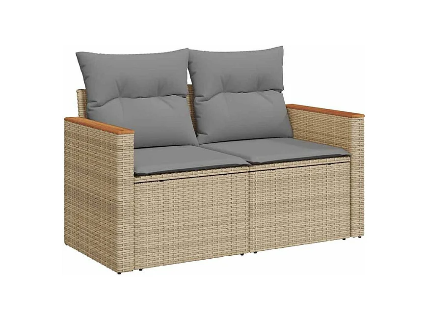 Salon de jardin avec coussins 6 pcs beige résine tressée