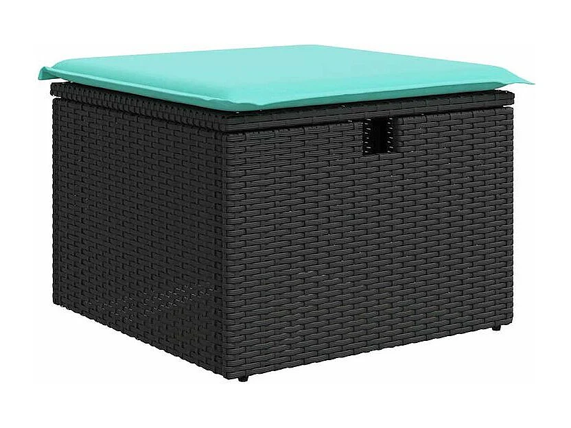 Salon de jardin avec coussins 2 pcs noir résine tressée acacia