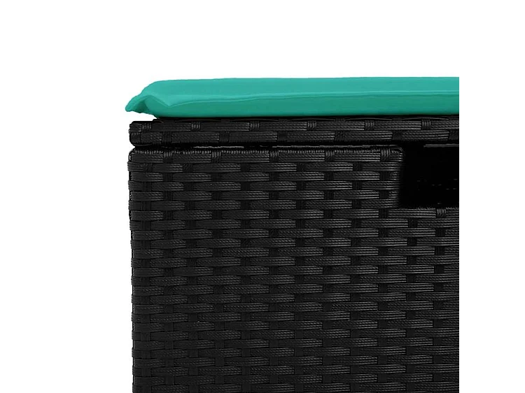 Salon de jardin avec coussins 2 pcs noir résine tressée acacia