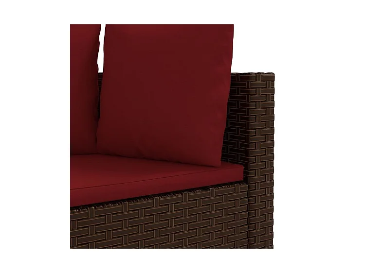 Salon de jardin 4 pcs avec coussins marron résine tressée