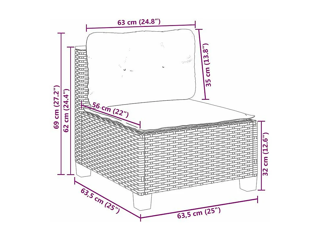 Salon de jardin avec coussins 7 pcs beige résine tressée