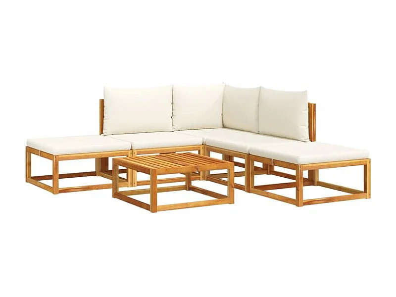Salon de jardin avec coussins 6 pcs bois d'acacia solide