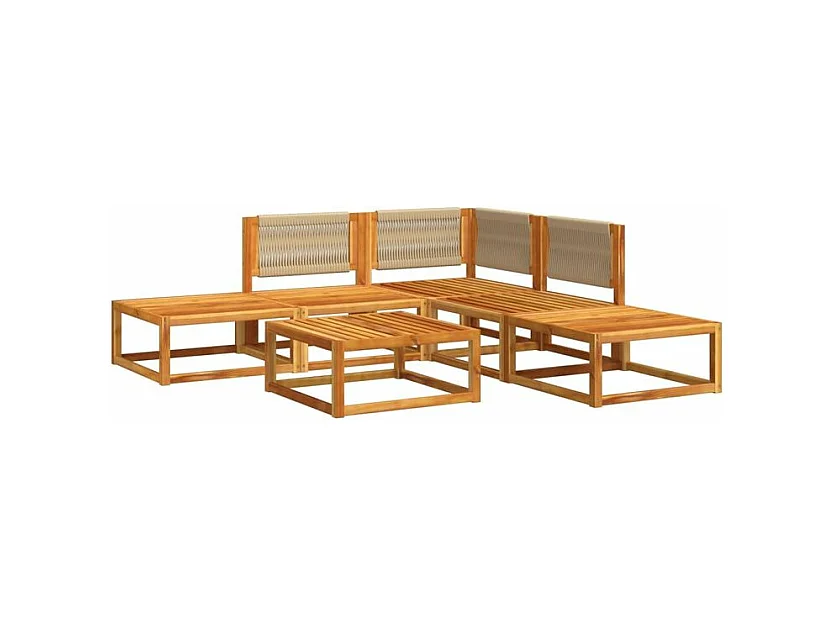 Salon de jardin avec coussins 6 pcs bois d'acacia solide