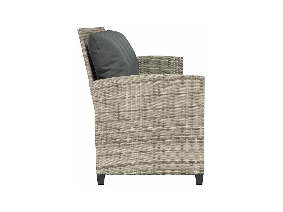 Canapé de jardin et coussins 5 places gris clair résine tressée