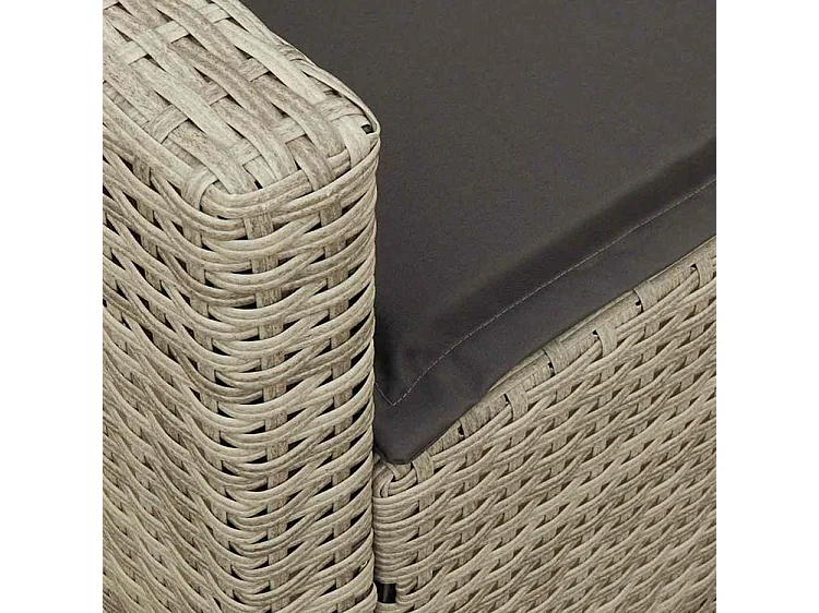 Canapé de jardin et coussins 5 places gris clair résine tressée