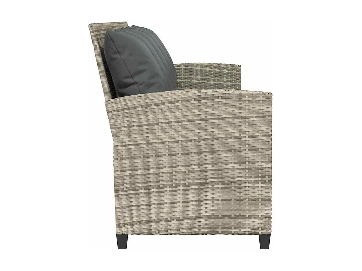 Canapé de jardin et coussins 5 places gris clair résine tressée