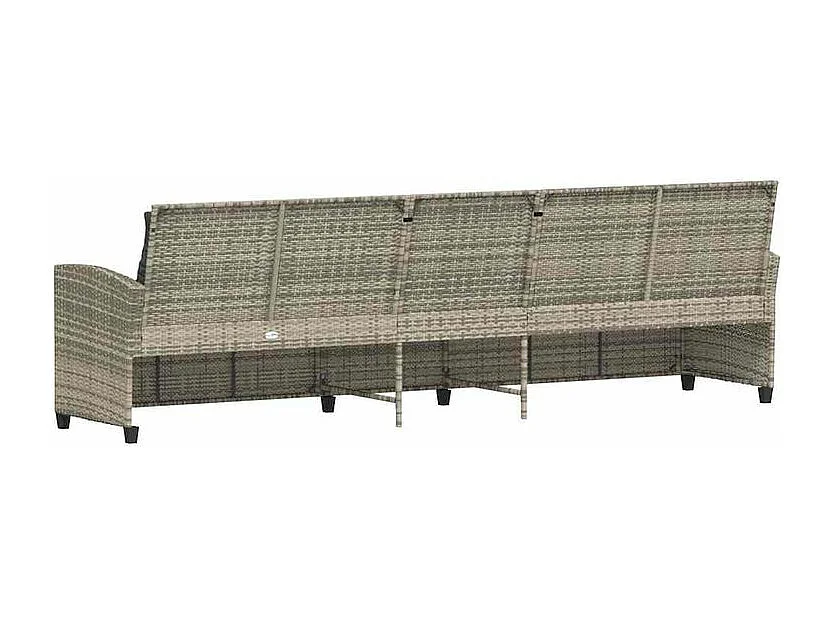 Canapé de jardin et coussins 5 places gris clair résine tressée