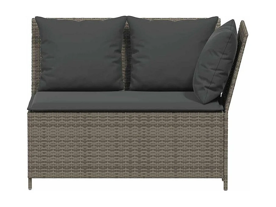 Salon de jardin avec coussins 3 pcs gris résine tressée