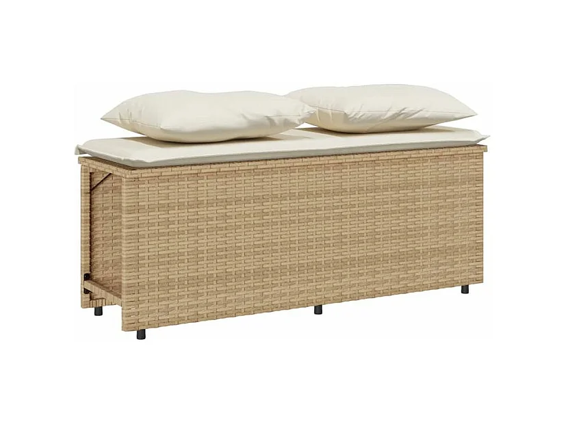 Ensemble à manger de jardin et coussins 3 pcs Beige poly rotin