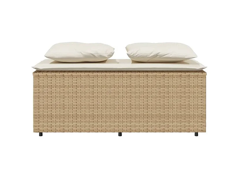 Ensemble à manger de jardin et coussins 3 pcs Beige poly rotin