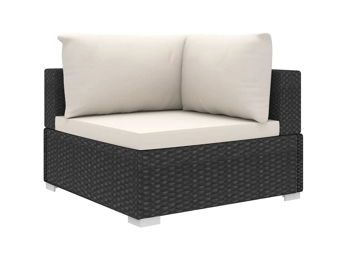 Salon de jardin 10 pcs avec coussins Résine tressée Noir 27