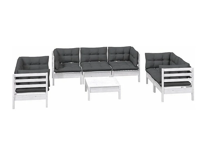 Salon de jardin 8 pcs avec coussins Bois de pin massif