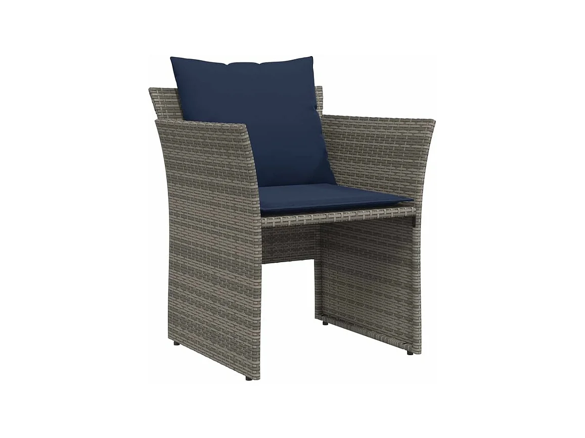 Chaise de jardin avec tabouret gris résine tressée