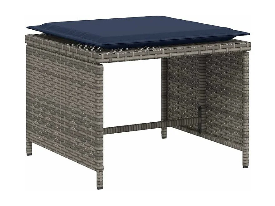 Chaise de jardin avec tabouret gris résine tressée