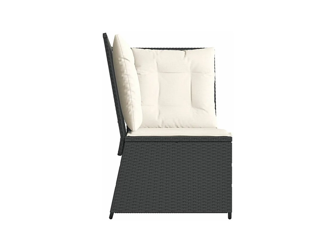 Canapé d'angle de jardin avec coussins noir résine tressée