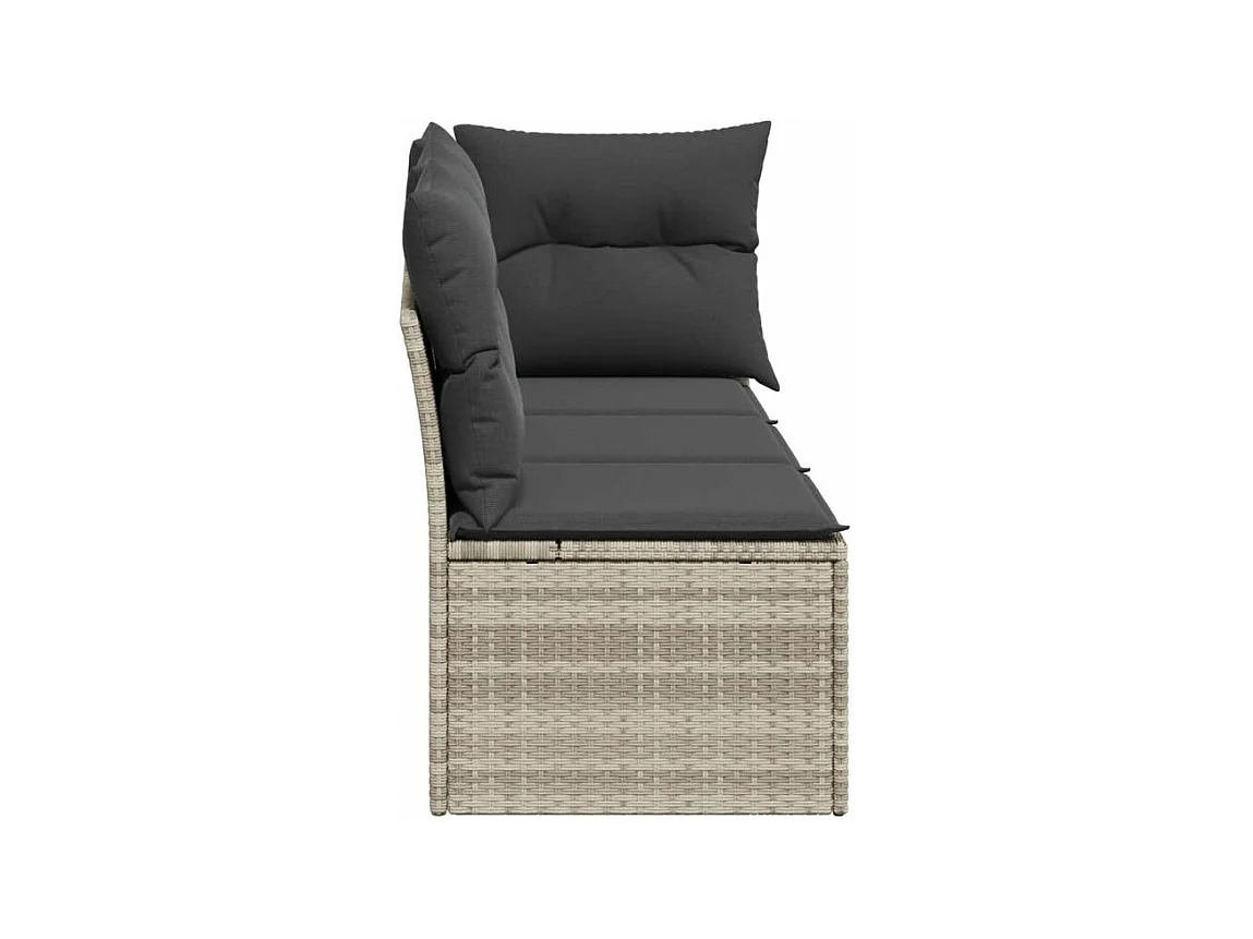 Canapé de jardin et coussins 3 places gris clair résine tressée