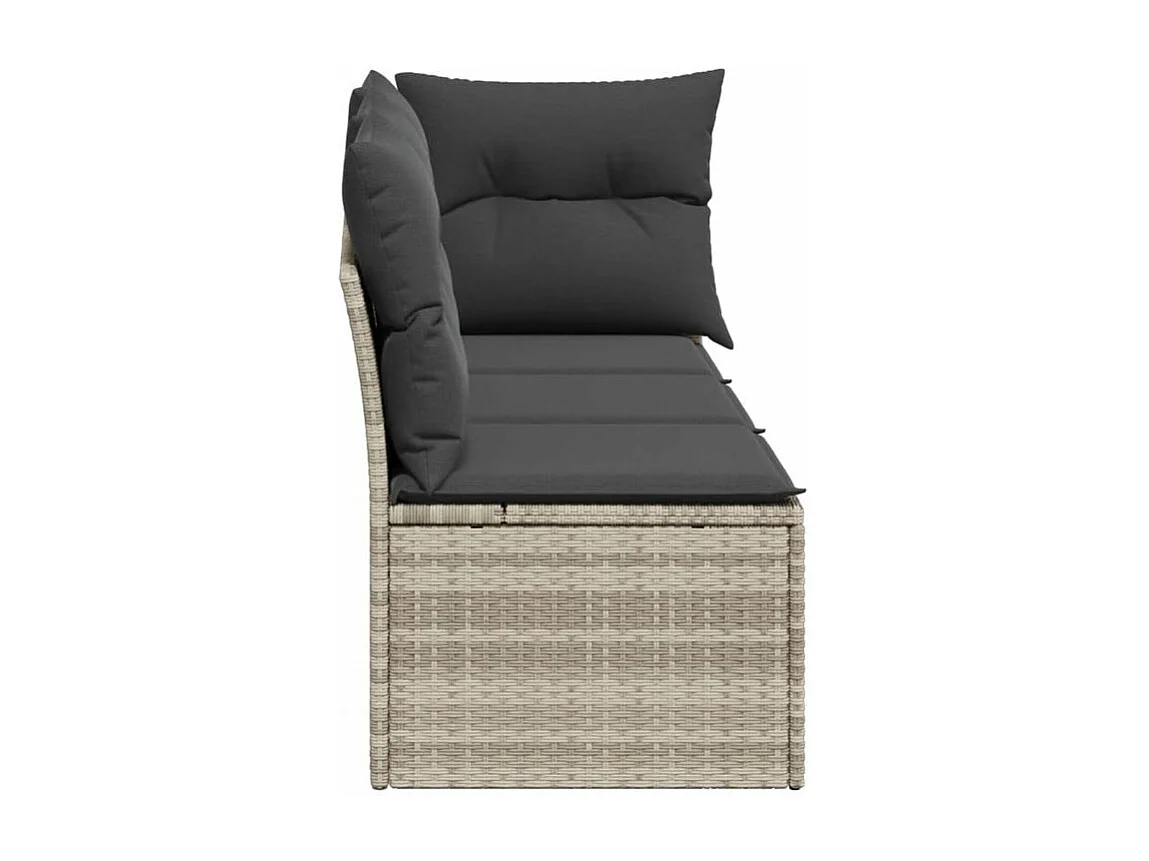 Canapé de jardin et coussins 3 places gris clair résine tressée