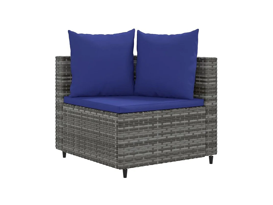 Salon de jardin 4 pcs avec coussins gris résine tressée