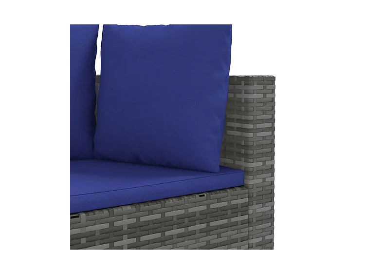 Salon de jardin 4 pcs avec coussins gris résine tressée