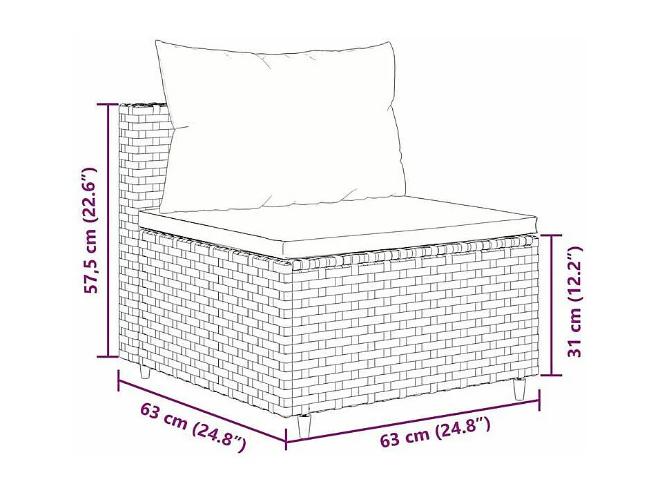 Salon de jardin 4 pcs avec coussins gris résine tressée