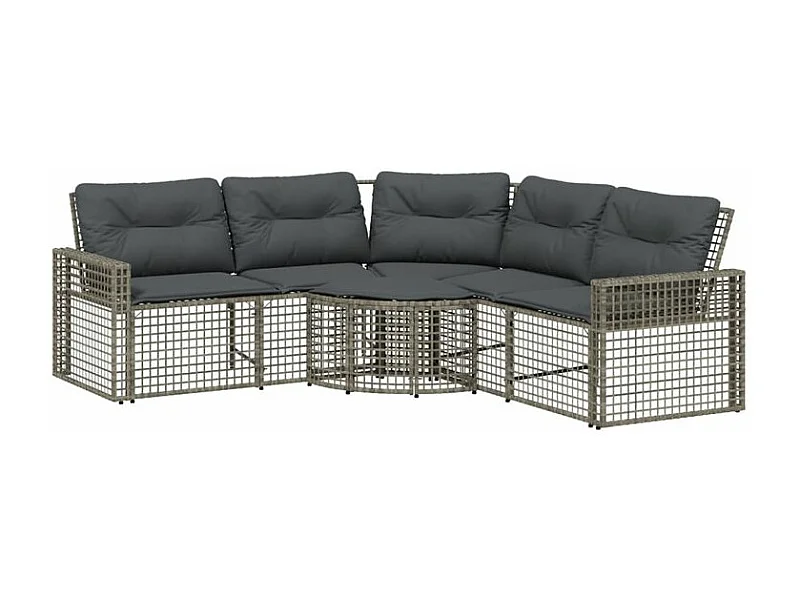 Canapé de jardin et coussins et repose-pied en forme de L rotin