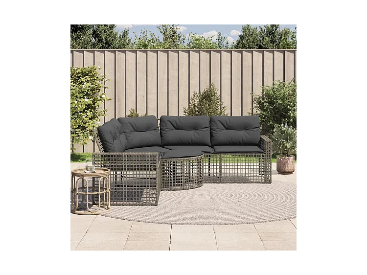 Canapé de jardin et coussins et repose-pied en forme de L rotin