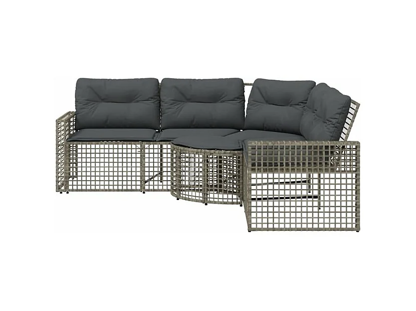 Canapé de jardin et coussins et repose-pied en forme de L rotin