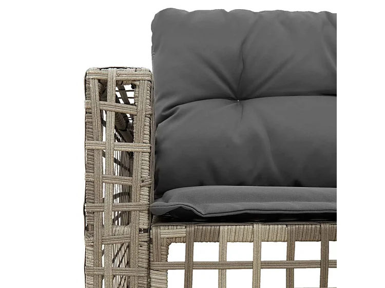 Canapé de jardin et coussins et repose-pied en forme de L rotin