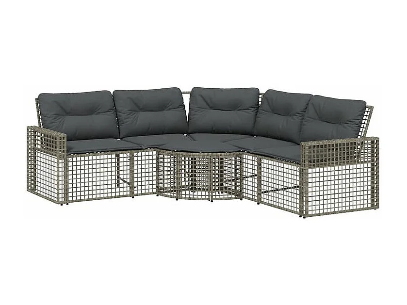 Canapé de jardin et coussins et repose-pied en forme de L rotin