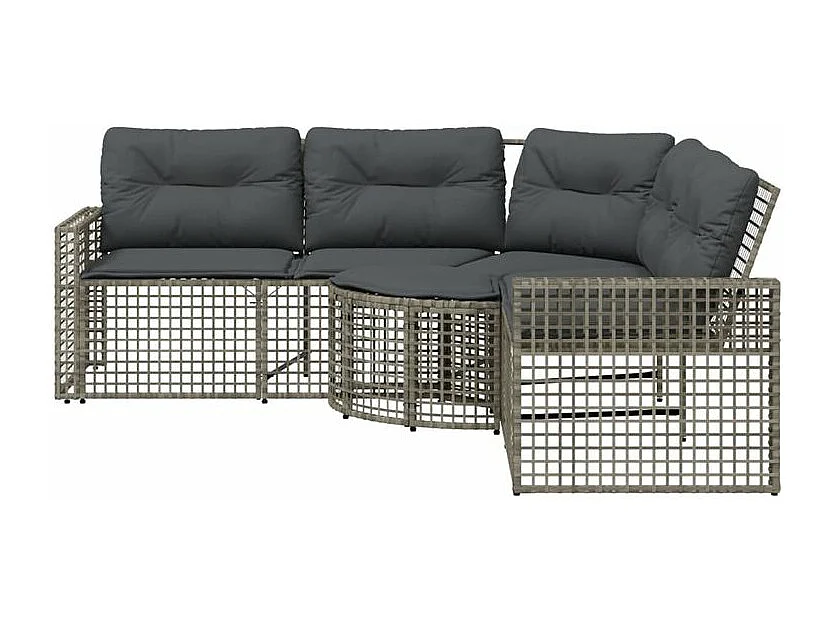 Canapé de jardin et coussins et repose-pied en forme de L rotin