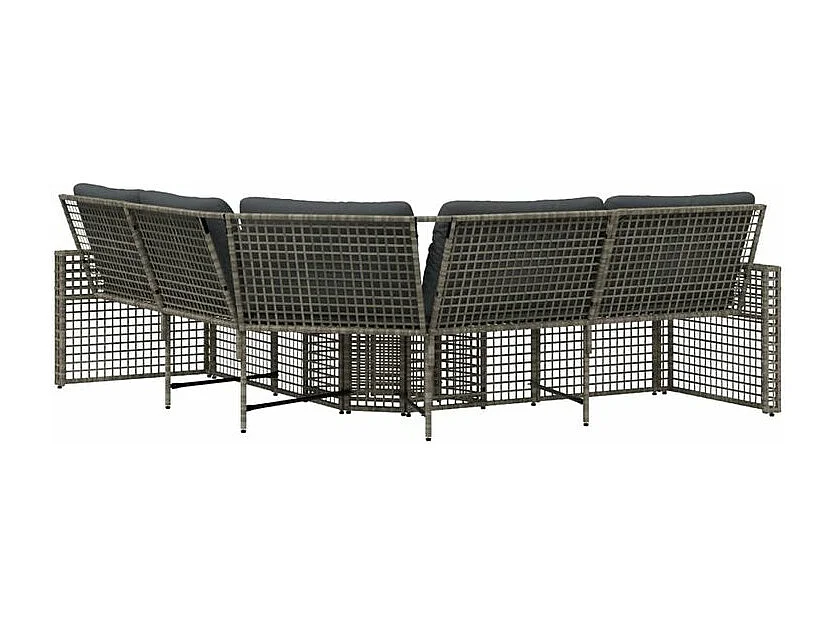 Canapé de jardin et coussins et repose-pied en forme de L rotin