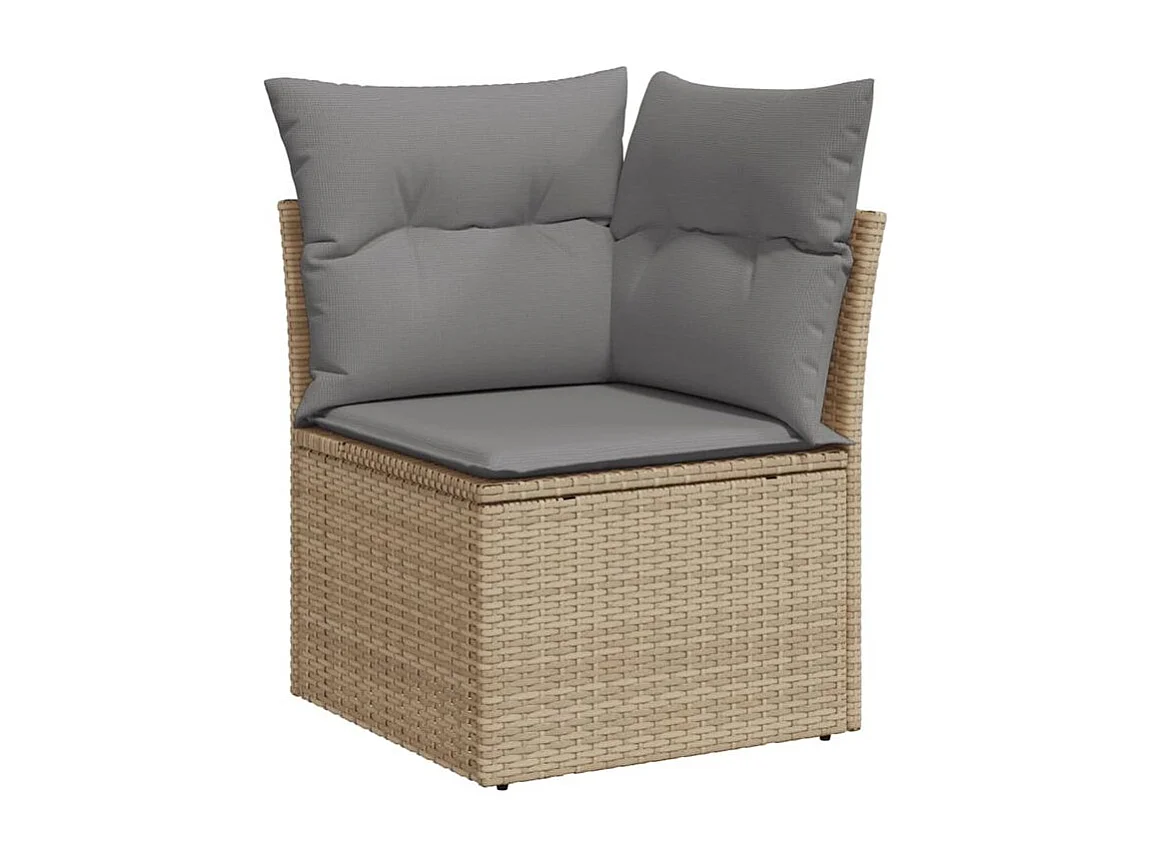 Salon de jardin avec coussins 10 pcs beige résine tressée