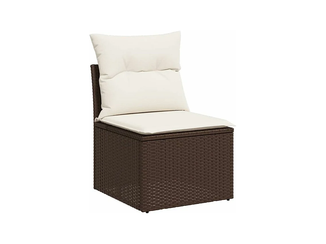 Salon de jardin avec coussins 7 pcs marron résine tressée