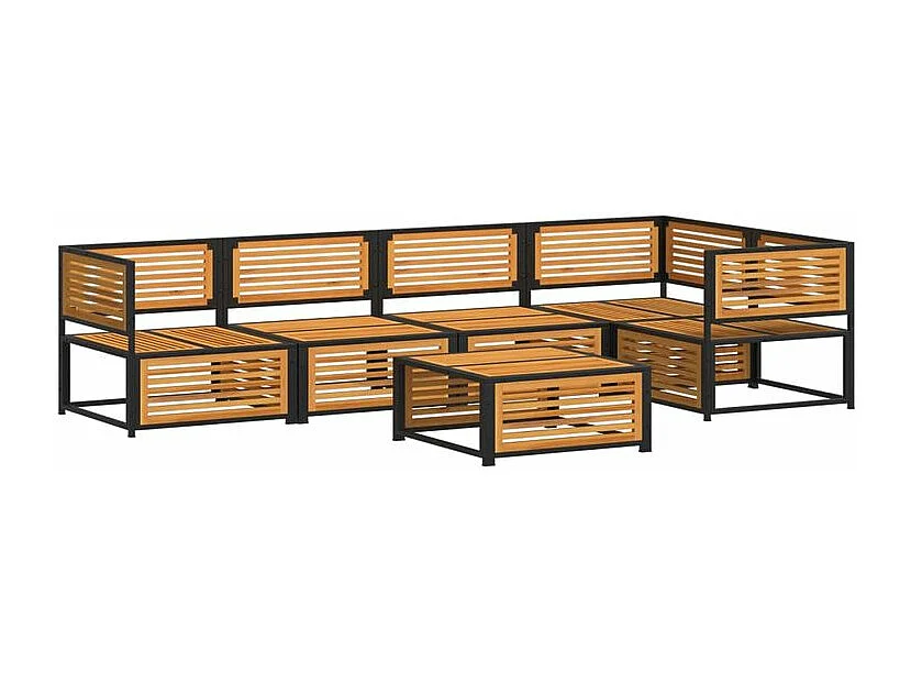 Salon de jardin avec coussins 6 pcs bois d'acacia solide