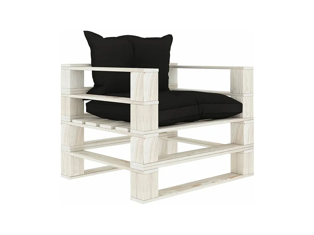Canapé palette de jardin avec coussins noir Bois