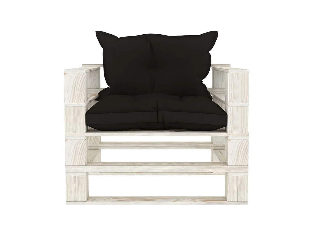 Canapé palette de jardin avec coussins noir Bois