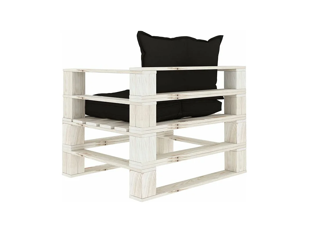Canapé palette de jardin avec coussins noir Bois
