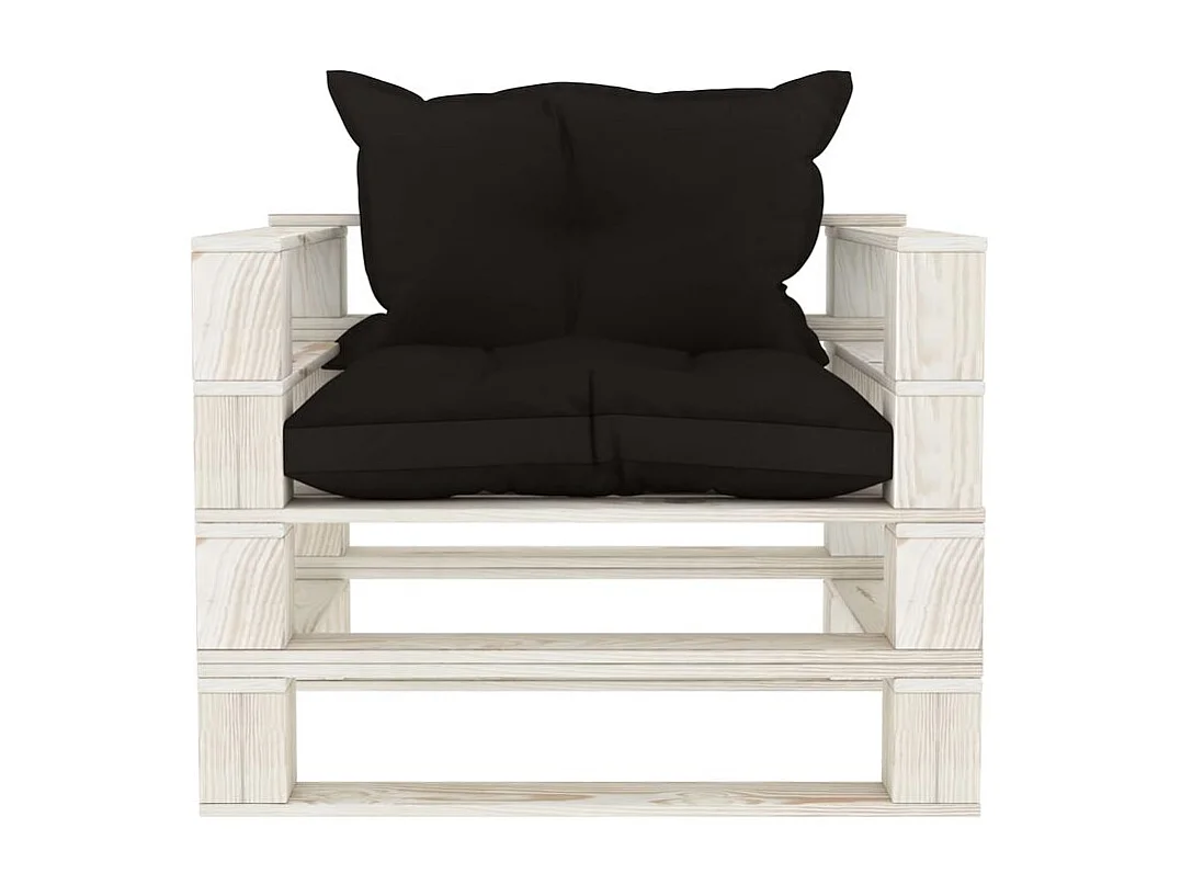 Canapé palette de jardin avec coussins noir Bois