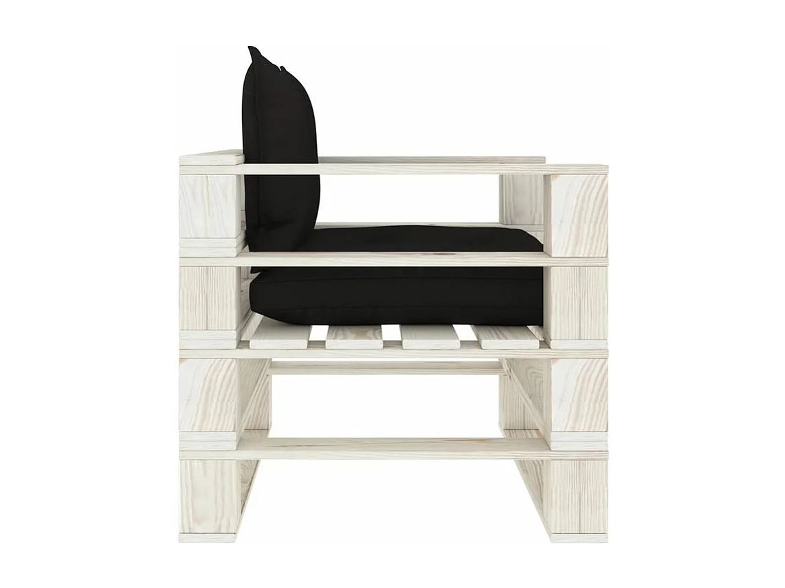 Canapé palette de jardin avec coussins noir Bois