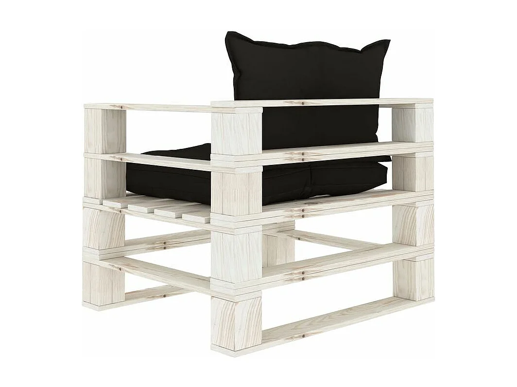 Canapé palette de jardin avec coussins noir Bois